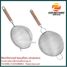 New metal craft cooking wire baskets double mesh fine dumpling sieves stainless steel reinforced bouillon strainers